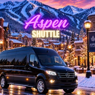 Aspen Shuttle Van Transportation Black shuttle van for Aspen ski resort transportation in Colorado